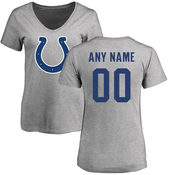 Women Indianapolis Colts NFL Pro Line Ash Custom Name and Number Logo Slim Fit T-Shirt->nfl t-shirts->Sports Accessory